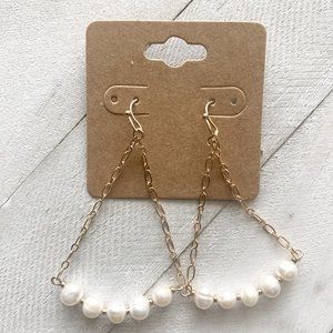 Mixed Pearl and Chain Drop Earrings